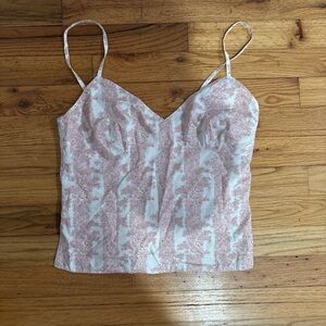 Vintage J.Crew Pink and white floral linen material tank top